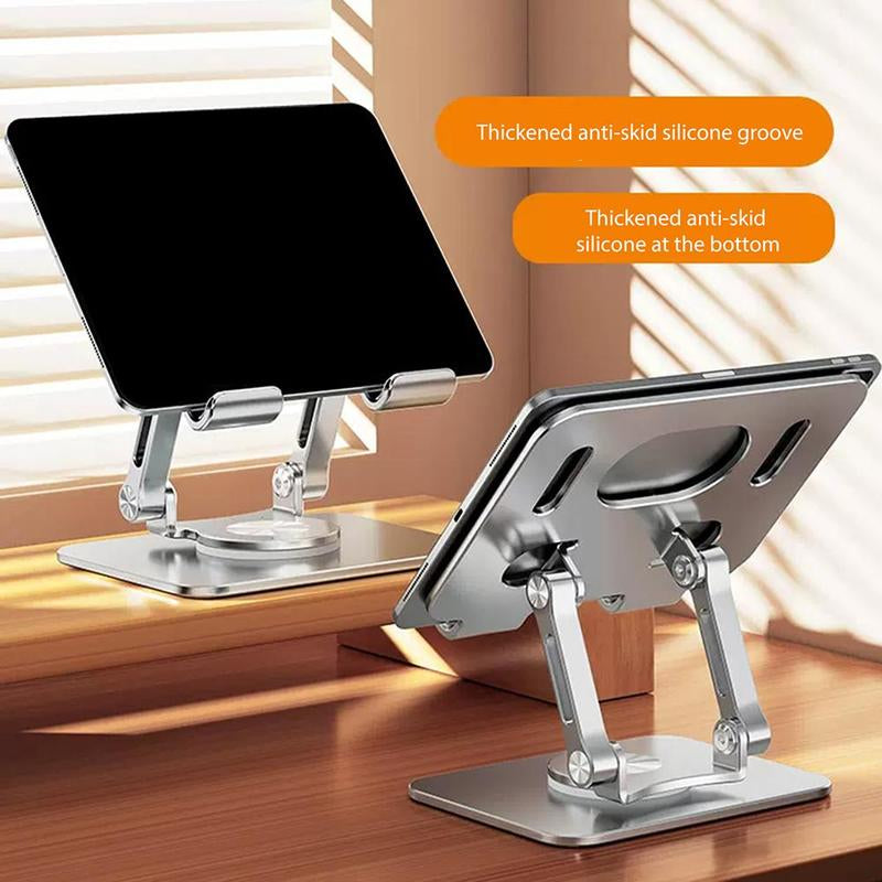 Adjustable Tablet Stand, Durable Anti-Slip Smartphone Tablet Holder, 1 Count Rotatable Aluminum Alloy Folding Phone Stand Compatible with Ipad Pro/Air/ Mini, Tablets Phones Holder, Tablet & Computer Accessories