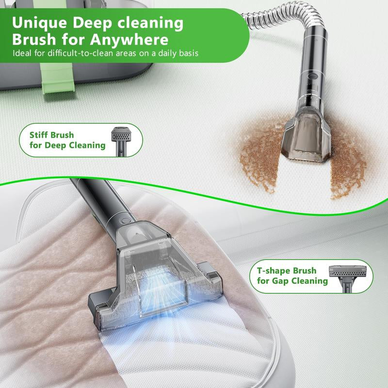 Portable Carpet and Upholstery Cleaner Machine with 18Kpa Suction Power, 500W Deep Cleaning Solution for Pet Stains on Sofas, Car Seats, and Furniture