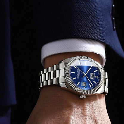 Mens Quartz Watch Top Brand Sports Quartz Mens Watches Stainless Steel Waterproof Date Week Wristwatch Men Relogio