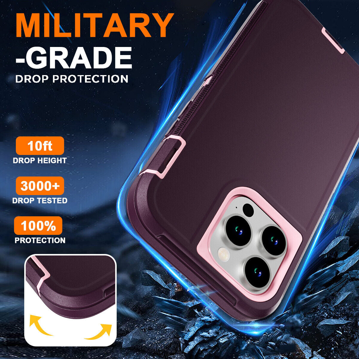 For Iphone 16 14 13 12 11 15 Pro Max 16E Case Rugged Shockproof Heavy Duty Cover