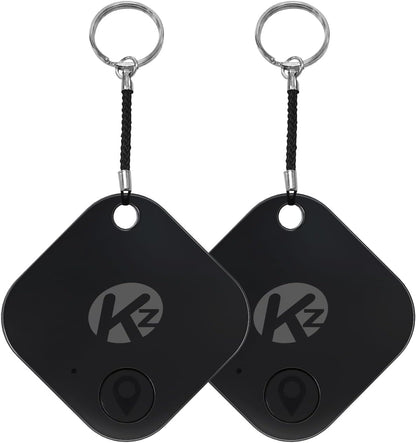 Bluetooth Air Tracker Tag - 2 Pack, Compatible with iOS and Android, Proximity Finder, Loud Alert, Replaceable Battery, Ideal for Keys, Backpacks, and Wallets, Black