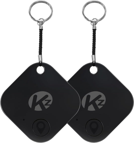 Bluetooth Air Tracker Tag - 2 Pack, Compatible with iOS and Android, Proximity Finder, Loud Alert, Replaceable Battery, Ideal for Keys, Backpacks, and Wallets, Black