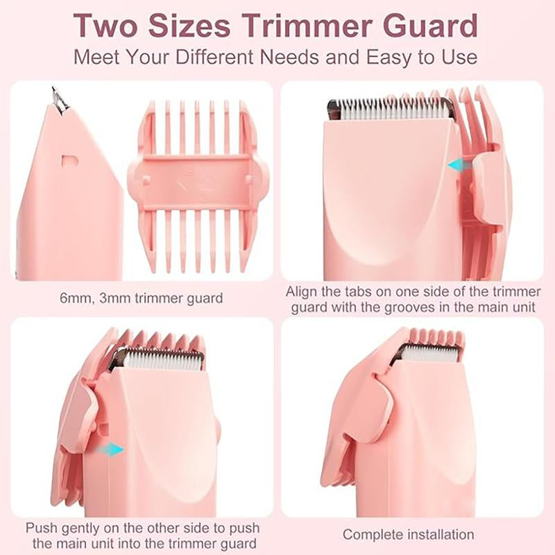 2 in 1 Electric Bikini Trimmer for Women - Dual-Head Electric Razors for Body & Facial Hair Removal, Waterproof Wet & Dry Use, Ideal Gift for Women Pink Stainless Steel
