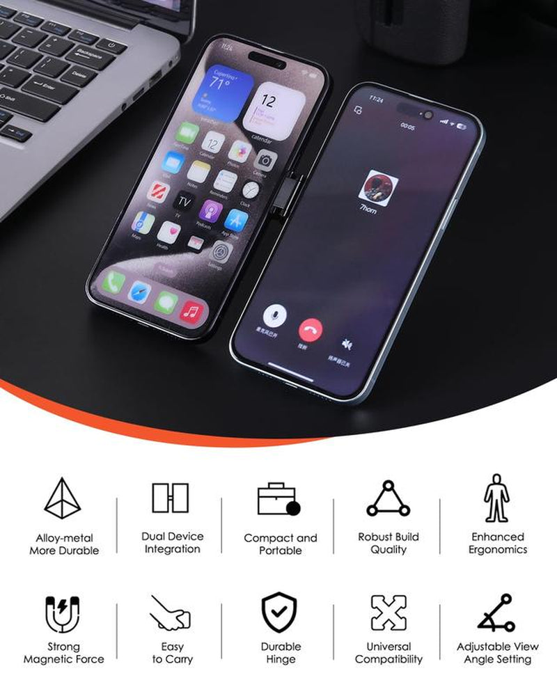 Magnetic Dual-Phone Holder for iPhone and Android - Lightweight Professional Vacuum Accessory