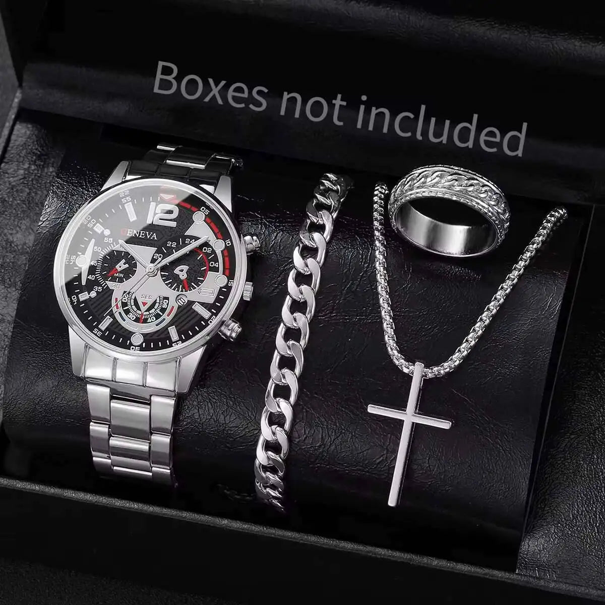 4Pcs/Set Fashion Men Business Watches Analog Quartz Watch for Mens Clock Reloj Hombre（Without Box）