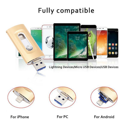 3-in-1 USB Storage Flash Drive with Type-C Adapter - High-Speed USB 3.0 Memory Solution for Phones and PCs, Durable OTG External Storage, Ideal Gift for Men