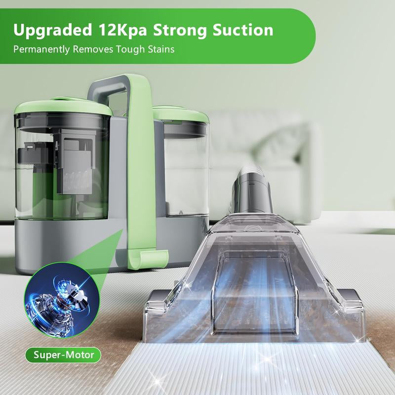 Portable Carpet and Upholstery Cleaner Machine with 18Kpa Suction Power, 500W Deep Cleaning Solution for Pet Stains on Sofas, Car Seats, and Furniture