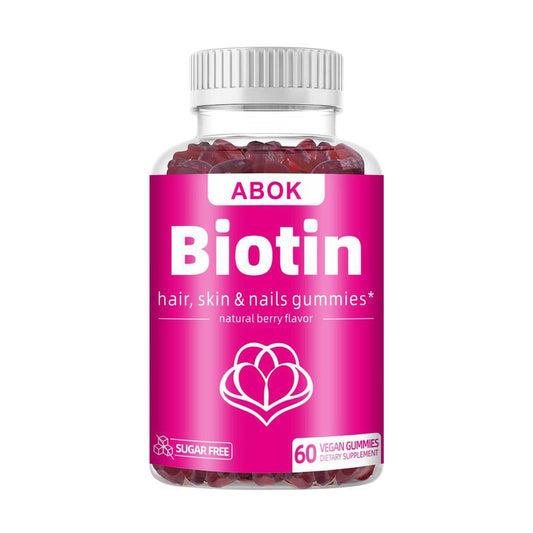 ABOK Biotin Gummies - 5000 mcg Biotin with Vitamin B Complex, Collagen, and Keratin for Healthy Hair, Skin, and Nails - 60 Count