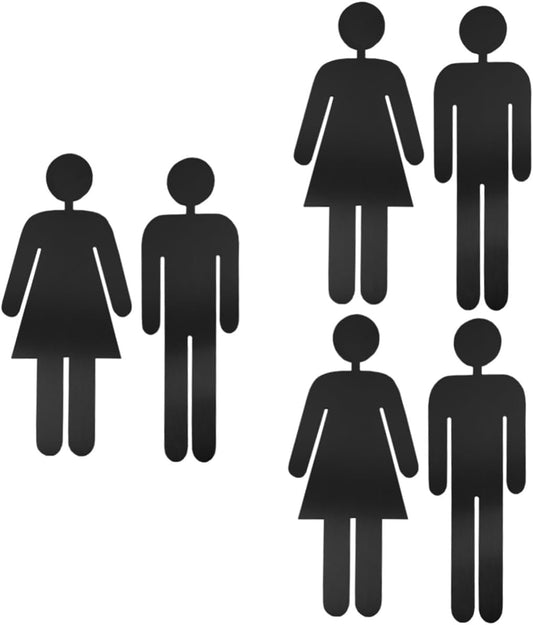 3 Pairs Restroom Signs Toilet Signs Restroom Decor Coffee Shop Decor Shopping Center Decor Hotel Decor Lavatory Signs Home Decor Take a Bath Set Nameplate Woman Accessories Silver