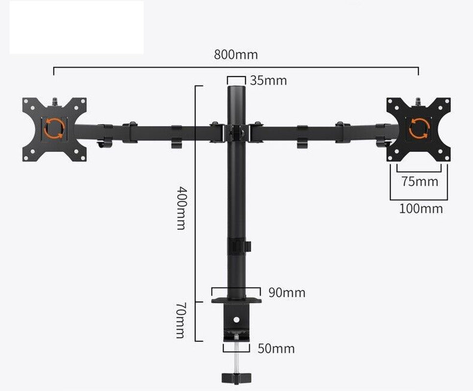 Monitor Stand Dual Arm Desk Mount LED TV Screen Holder Bracket up to 27''