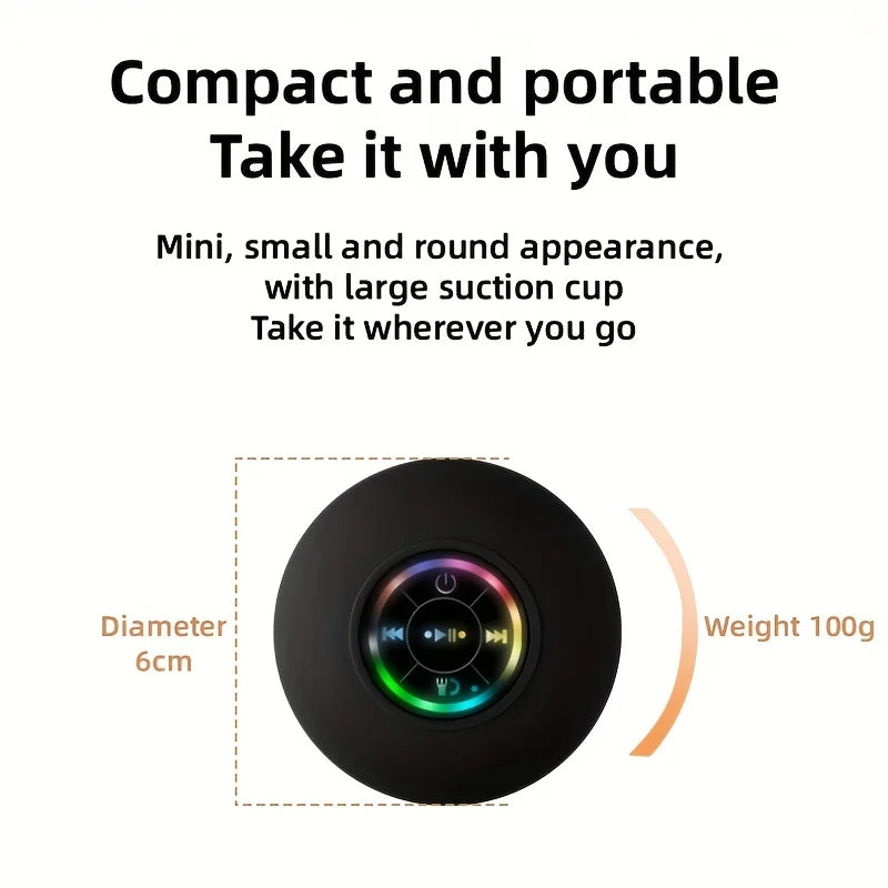 Waterproof Wireless Bluetooth Speaker with Large Suction Cup - Portable Mini Stereo for Outdoor Sports and Bathroom Use