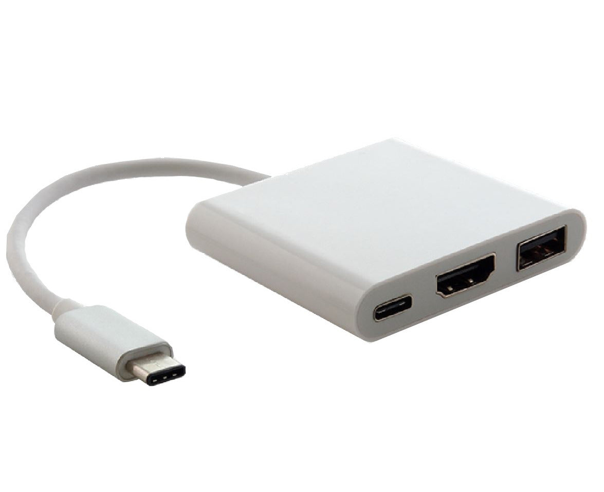 USB-C Hub Adapter with HDMI and USB-A Ports - 4K Male to Female Converter Cable
