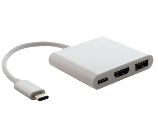 USB-C Hub Adapter with HDMI and USB-A Ports - 4K Male to Female Converter Cable