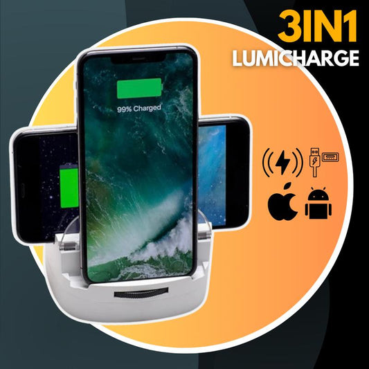 LUMICHARGE 3-in-1 Fast Wireless Charging Station for Multiple Devices - Adjustable Multifunction Charger
