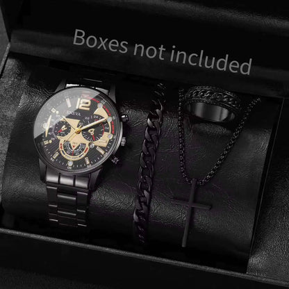 4Pcs/Set Fashion Men Business Watches Analog Quartz Watch for Mens Clock Reloj Hombre（Without Box）