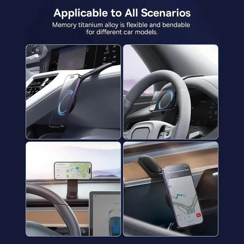 Professional Car Phone Holder with Adjustable Aluminum Arm and Magnetic Support for All Smartphones