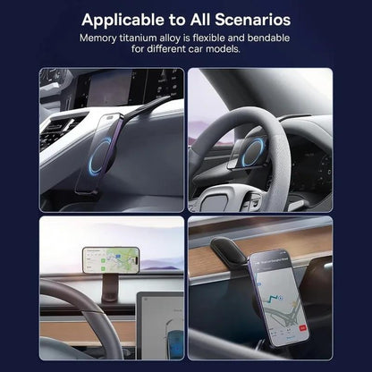 Professional Car Phone Holder with Adjustable Aluminum Arm and Magnetic Support for All Smartphones