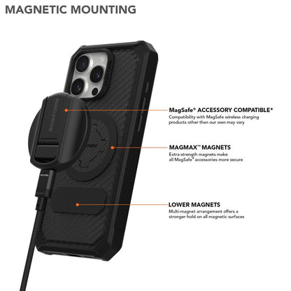 ROKFORM iPhone 16 Pro Max Rugged Case with Polycarbonate Shell, Textured Grips, Military-Grade Protection, RokLock Twist Lock Technology, and Enhanced Magnetic Mounting