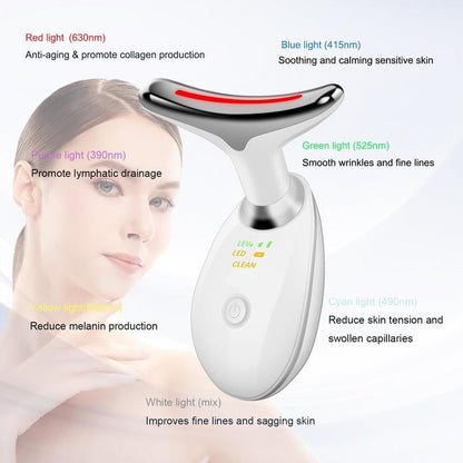 7-Color LED Electric Facial Massager - Advanced Beauty Device for Skin Care, Vibration Therapy for Double Chin and Face Sculpting, Ergonomic Handle for Comfort