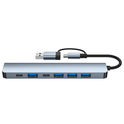 7 in 1 Type-C Docking Station with USB Adapter USB2.0*4 USB3.0 USB-C Data PD5W USB-C Multiport Hub Splitter Adaptor for PC Laptop