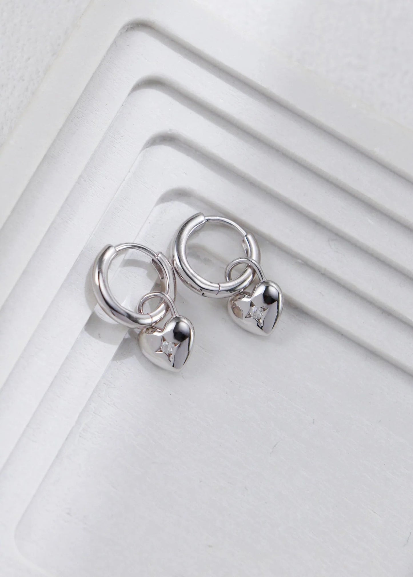 Heart-Shaped Zirconia Earrings