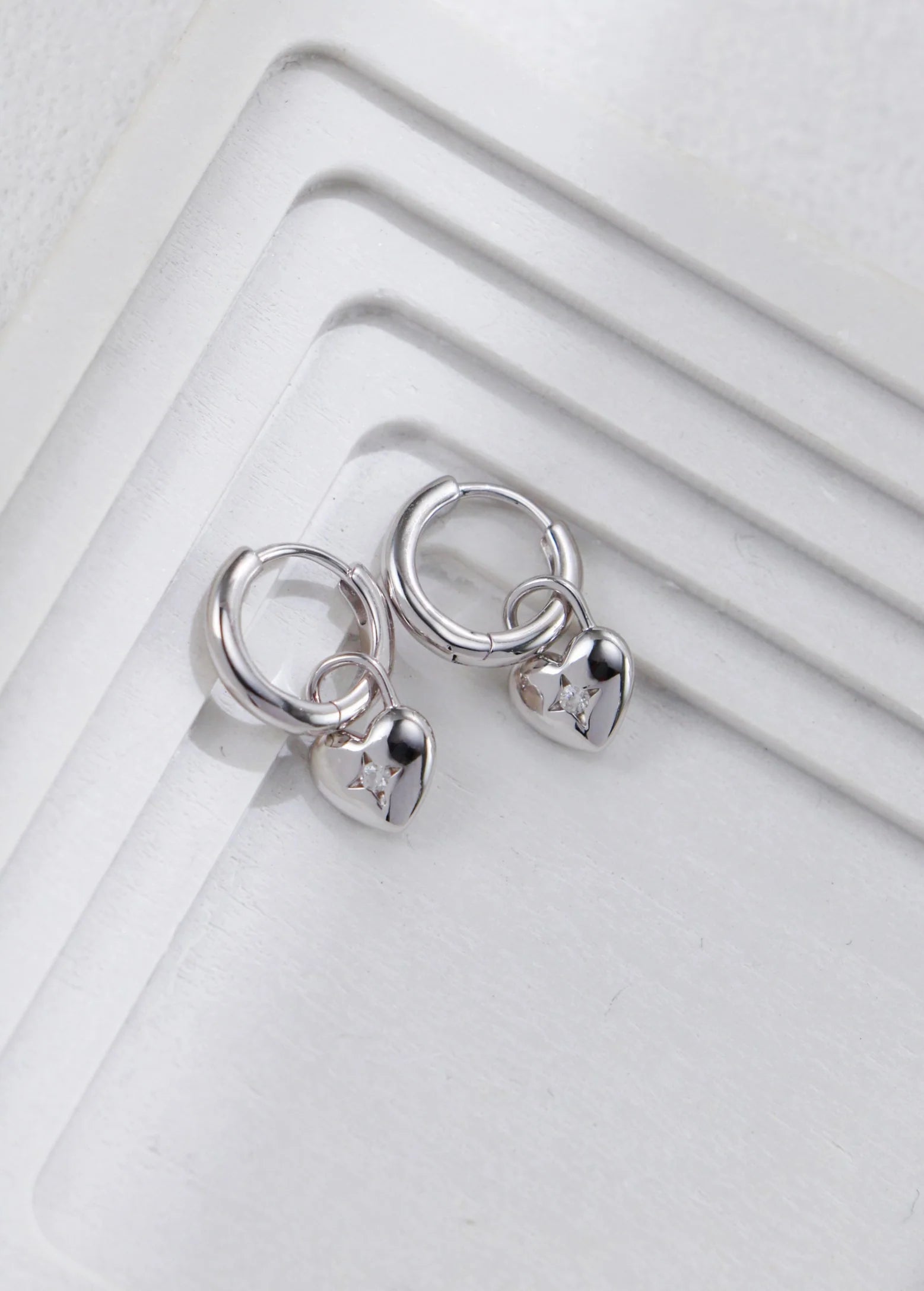 Heart-Shaped Zirconia Earrings