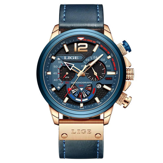 Fashion Watch Man Luxury Chronograph Sport Mens Watches Quartz Wristwatches Leather Male Waterproof Clock Relogio Masculino