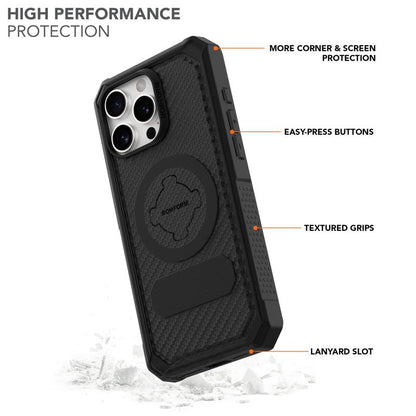 ROKFORM iPhone 16 Pro Max Rugged Case with Polycarbonate Shell, Textured Grips, Military-Grade Protection, RokLock Twist Lock Technology, and Enhanced Magnetic Mounting