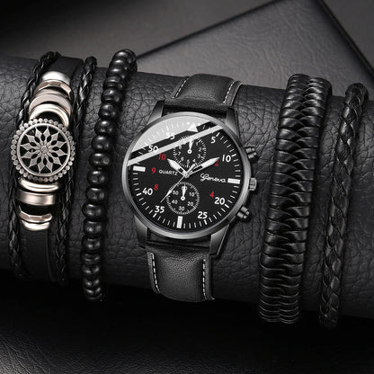 New Hip Hop Mens Fashion Watches Luxury Male Clock Wristwatch Sport Menswrist Watch Bracelet Set Relogio Masculino