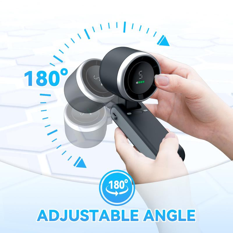 Portable Handheld Turbo Fan with 5 Speed Settings, Battery Operated for Up to 12 Hours, 3-in-1 Rechargeable Mini Fan Featuring Air Turbo Technology for Outdoor Activities, Travel, and Work