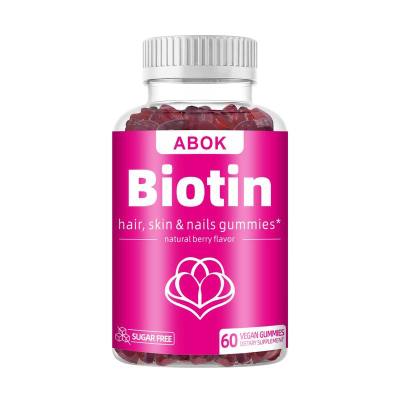 ABOK Biotin Gummies - 5000 mcg Biotin with Vitamin B Complex, Collagen, and Keratin for Healthy Hair, Skin, and Nails - 60 Count