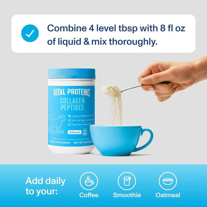 2025 Best Selling Vital Proteins Grass Fed Collagen Peptides Powder, Supports Hair, Skin, Nails, Bones, and Joints Health, Hydrolyzed Peptides - Zero Sugar, Unflavored, 9.33Oz
