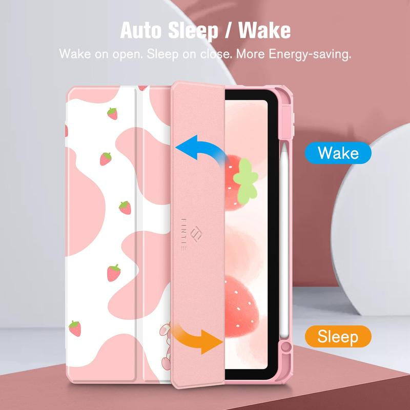 Fintie Hybrid Slim Case for iPad Air 11" (M3/M2 Chip) / iPad Air 5th/4th Generation (10.9") with Clear Back Cover and Built-In Pencil Holder, Ideal for Girls