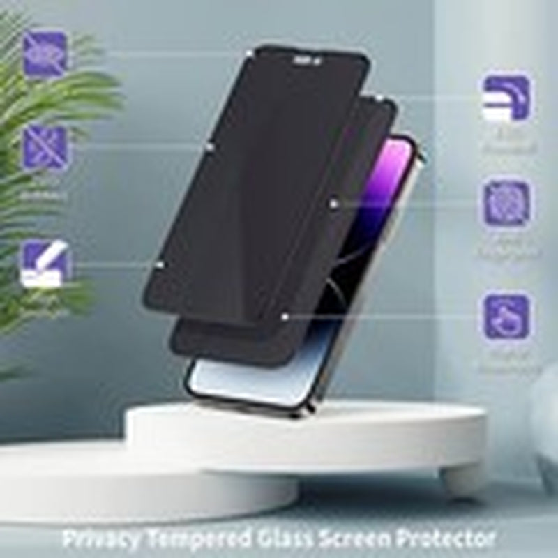 Privacy Tempered Glass Screen Protector for iPhone 16E, 16, 15, 14, 13, 12, 11 Pro Max