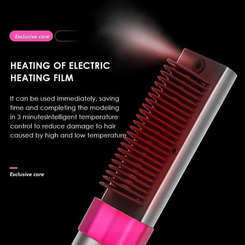 K-SKIN Pro Ionic Straightening Brush & Curler - 30S Fast Heat, 6000W Negative Ion & Wireless Charging, 6-Temp 150°F-200°F with Anti-Scald Teeth, Salon 3-Minute Styling + Fragrance Diffuser for Hydrated Silk Hair