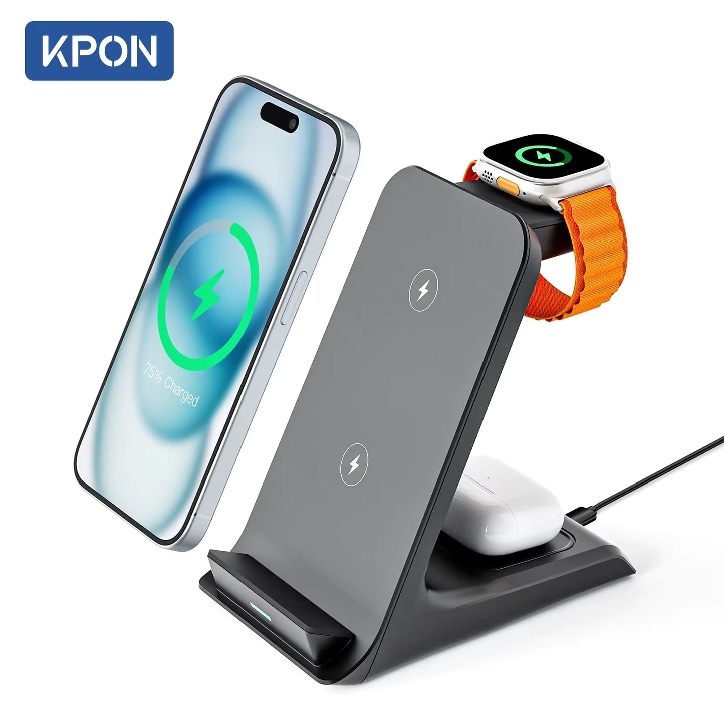 3-in-1 Wireless Charging Stand - Fast Charging Station for iPhone 16/15/14/13 Pro Max, Apple Watch Series 9/8/7/6/5, and AirPods 3/2
