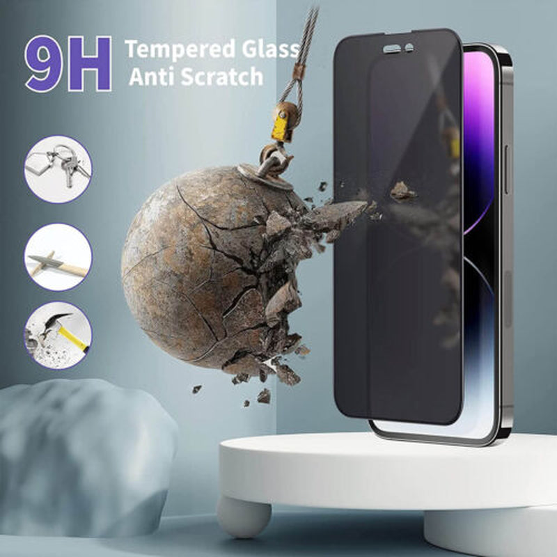 Privacy Tempered Glass Screen Protector for iPhone 16E, 16, 15, 14, 13, 12, 11 Pro Max