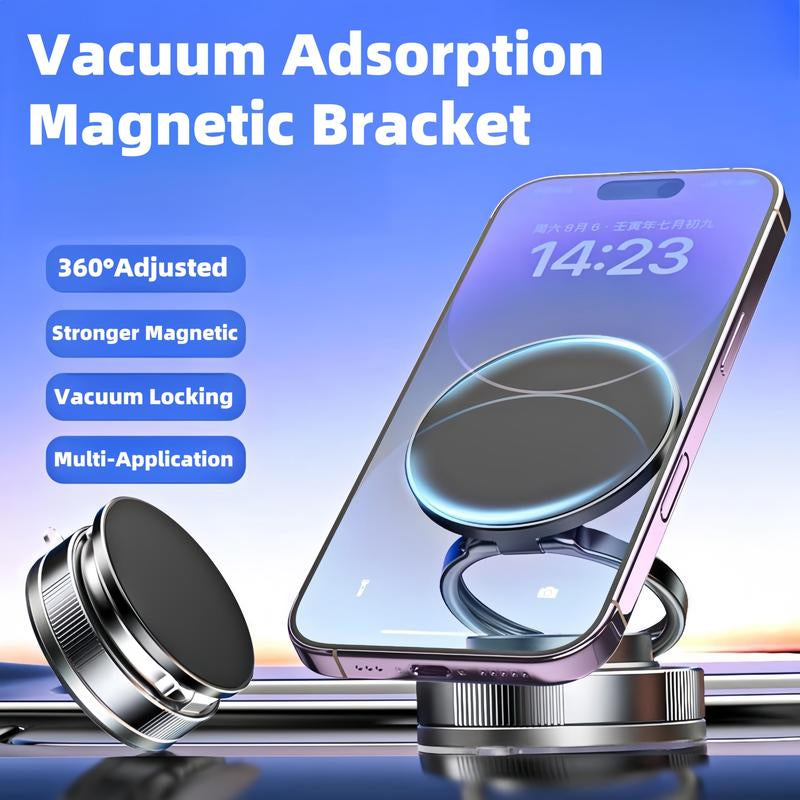 Adjustable 360° Magnetic Vacuum Phone Holder with Suction Cup for MagSafe - Versatile Portable Mount for Car, Makeup, Gym, and Mirror - Compatible with iPhone 11 and Newer Models