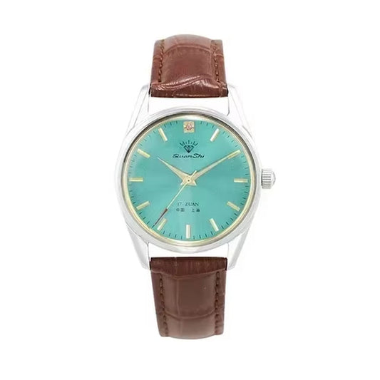 Fashion Luxury Shanghai Mechanical Watch Diamond Brand Green Dial Waterproof Stainless Steel Leather Strap Mens Watch Starking