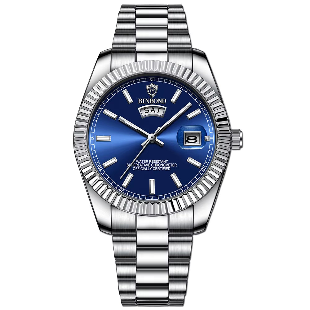 B7012 Mens Fashion Business Sports Quartz Watch 30M Waterproof Luminous Classic Calendar Creative Clock Mens Wristwatch
