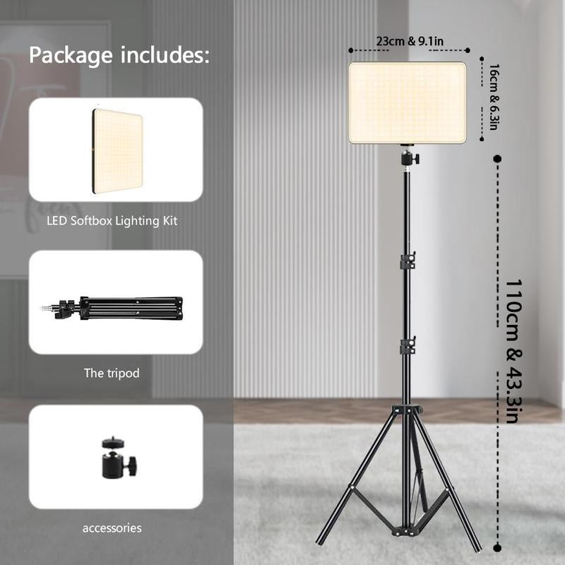Professional LED Video Light with Adjustable Brightness, Tripod Stand, and USB Power for Video Recording, Live Streaming, Makeup, and Vlogging