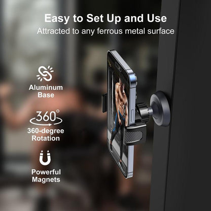 360-Degree Rotating Magnetic Phone Holder Mount for Gym - Universal Base for All Cellphones and Accessories