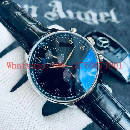 Top Quality New Automatic Watches Mens Mechanical Watch Stainless Steel Fashion Wristwatch Black Blue Green Leather