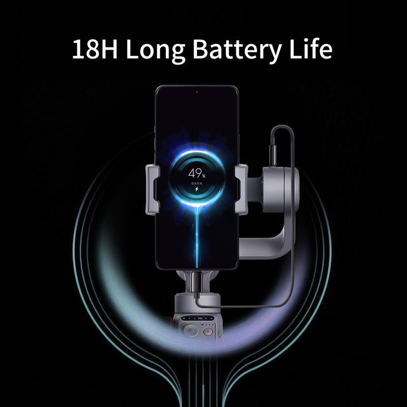 FUNSNAP C05 3-Axis Smartphone Gimbal Stabilizer with Magnetic Fill Light and 360° AI Tracking for iPhone 16/15/14/13 Pro Max and Samsung Galaxy S25U/S24U/S23/S22/Z Fold 6/Z Flip 5 - Ideal for Video Recording, Live Streaming, and Vlogging