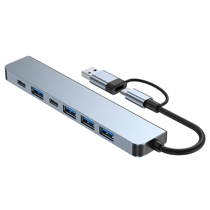 7 in 1 Type-C Docking Station with USB Adapter USB2.0*4 USB3.0 USB-C Data PD5W USB-C Multiport Hub Splitter Adaptor for PC Laptop
