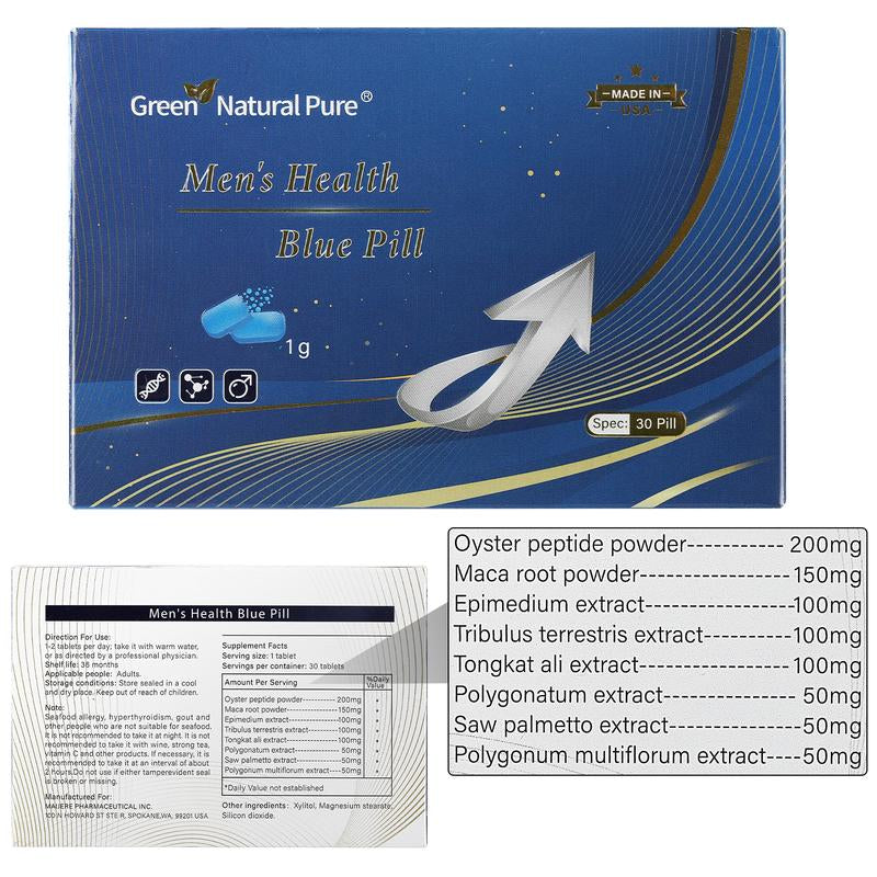 Peak Performance Men's Capsules | 5-in-1 Herbal Complex (Oyster, Maca, Huangjing) | 30-Day Energy and Vitality | Lab-Tested and Non-GMO