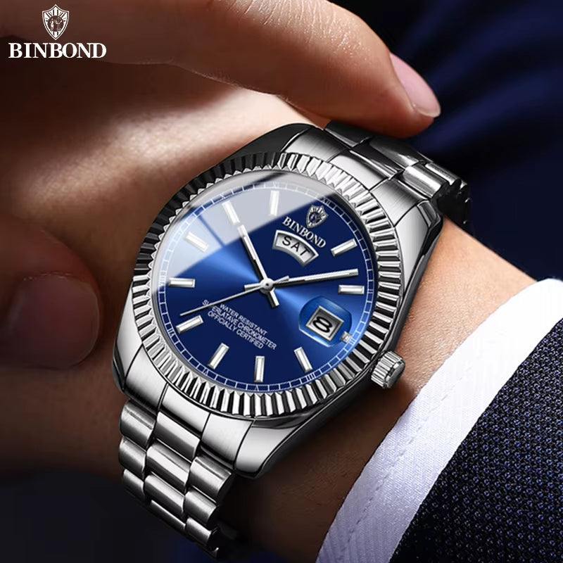 B7012 Mens Fashion Business Sports Quartz Watch 30M Waterproof Luminous Classic Calendar Creative Clock Mens Wristwatch